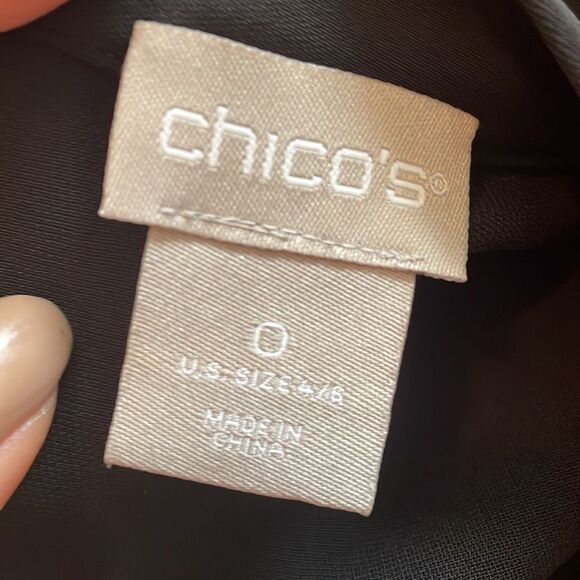 Chico’s black polyester blouse with bell sleeves & half moon cutout at neck - Picture 9 of 10